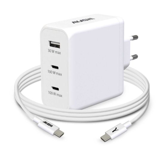 Image de Pack chargeur secteur ECO 130W + câble TYPE-C 1,5m 100W - Akashi