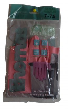 Picture of Paire de gants ménage latex taille 7/7.5 - Brosserie Thomas