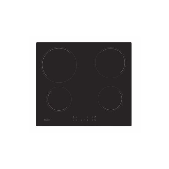 Image de Plaque de cuisson vitrocéramique encastrable 60cm, 4 foyers, 6500W - Candy CC64CH - noir