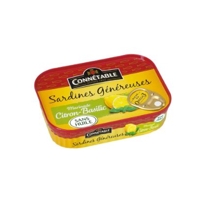 Image de SARDINES GÉNÉREUSES marinade citron-basilic – sans huile - Connétable - 140g