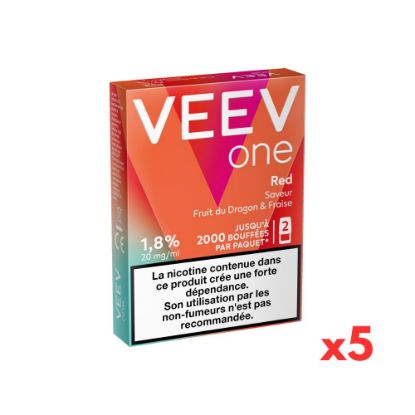 Image de VEEV One – Etui de 5 paquets de 2 recharges Saveur Red (Pitaya & Fraise)