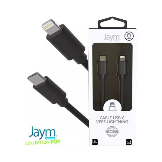 Câble USB-C vers Lightning noir – Jaym Collection POP
