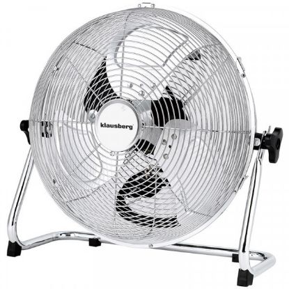 Ventilateur de sol en métal chromé 60 W – Klausberg KB-7516 – 3 vitesses, tête inclinable