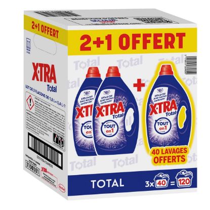 Lessive liquide X-TRA Total 3x40 lavages (2+1 gratuit)