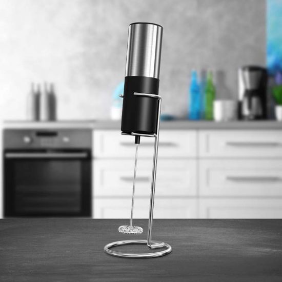 Mousseur à lait électrique à piles avec support inox – Kitchencook KFoam
