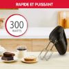 Batteur électrique Moulinex Quick Mix HM31W – 300 W, 5 vitesses + turbo, noir