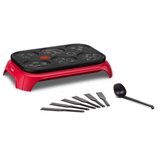 Crêpière Tefal Crep'Party Colormania PY55C5 – 6 mini-crêpes, Thermo-Spot, 1000 W, rouge
