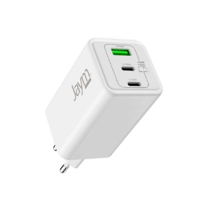 Chargeur secteur GaN Jaym 100 W : 2 USB-C + 1 USB-A, blanc