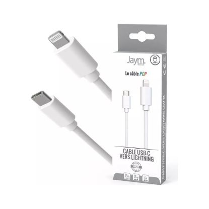 Câble USB-C vers Lightning blanc – Jaym Collection POP