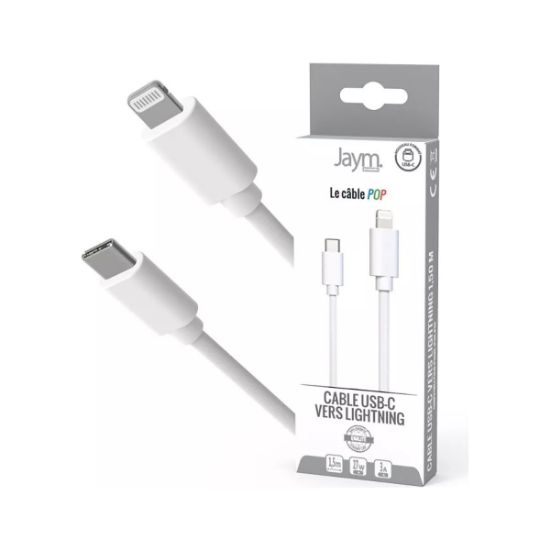 Câble USB-C vers Lightning blanc – Jaym Collection POP