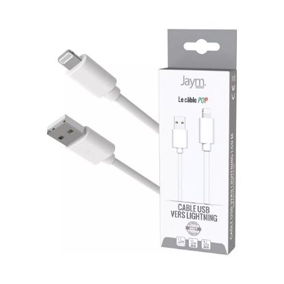 Câble USB-A vers Lightning 1,5 m blanc – Jaym Collection POP
