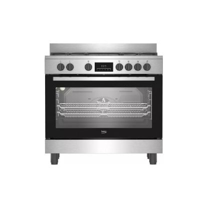 Cuisinière mixte 90 cm 5 feux gaz dont wok four électrique 108 L - Beko BGM11225EX