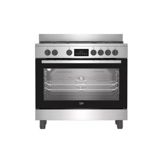 Cuisinière mixte 90 cm 5 feux gaz dont wok four électrique 108 L - Beko BGM11225EX