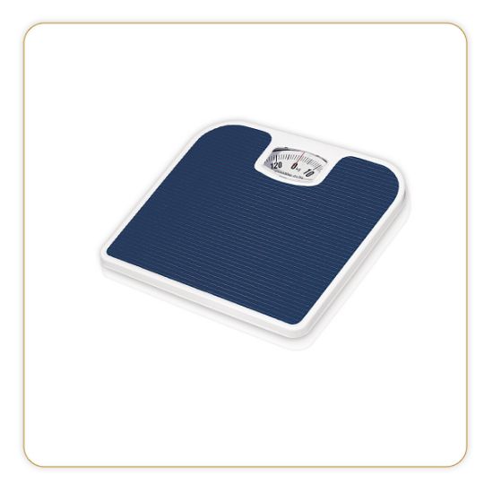 Pèse-personne mécanique 130 kg sans pile, grand cadran 70 mm – Little Balance Basic + – bleu