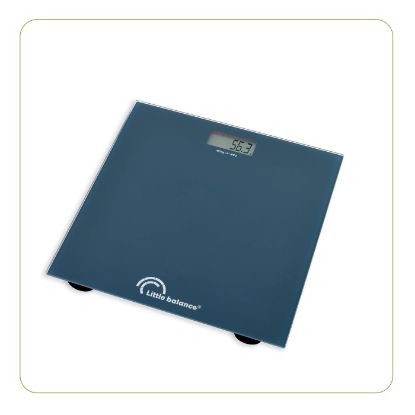 Pèse-personne électronique 180 kg, plateau verre trempé – Little Balance Starty SB – bleu Acapulco