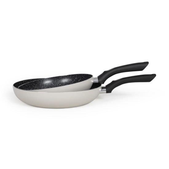 Set de 2 poêles antiadhésives aspect pierre 24 et 28 cm induction – Livoo MEN124GR – gris