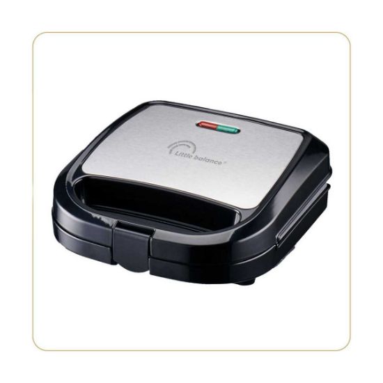 Gaufrier électrique 750 W plaques sans PFAS 21,5 × 12,5 cm – Little Balance Happy Gaufres 2 – noir et inox