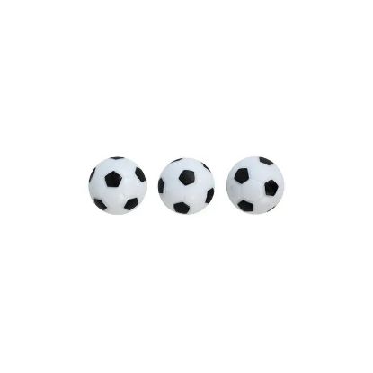 Lot de 3 balles de baby-foot en plastique décor ballon de football – Duarig – noir et blanc