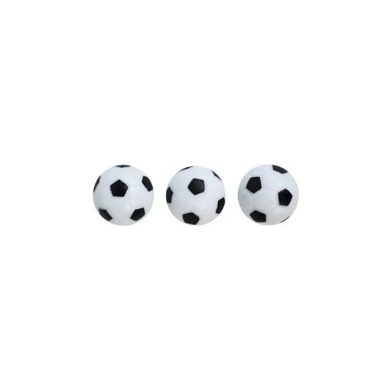 Lot de 3 balles de baby-foot en plastique décor ballon de football – Duarig – noir et blanc
