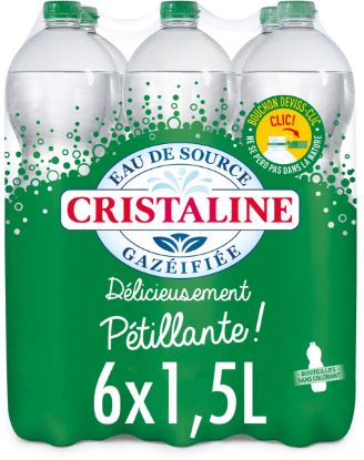 Eau de source gazeuse Cristaline – pack de 6 × 1,5 L