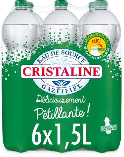 Eau de source gazeuse Cristaline – pack de 6 × 1,5 L