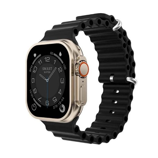 Montre connectée écran 2,01" appels Bluetooth – Iconic inWatch I – boîtier doré, bracelet silicone