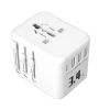 Adaptateur de voyage universel avec 3 USB-A et 1 USB-C 3,4 A – Vortex Electronics – blanc