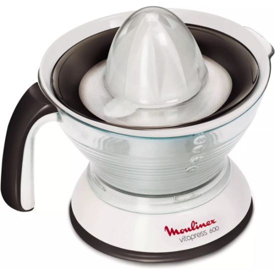 Presse-agrumes électrique 0,6 L avec 2 filtres – Moulinex Vitapress – blanc et gris