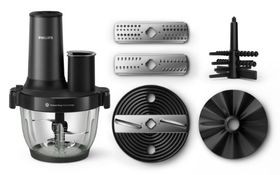 Hachoir hybride 6-en-1 650 W bol verre 2 L 4 vitesses + disques - Philips HR1507/00 Série 5000