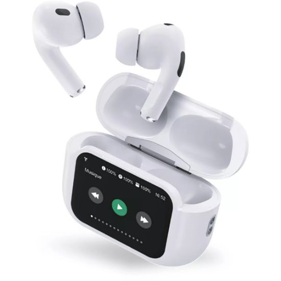 Écouteurs sans fil Force Play PlayTouch 2 à réduction de bruit, boîtier à écran