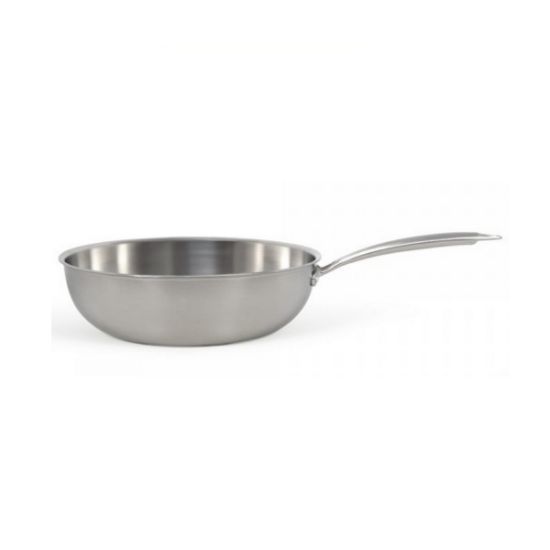 Wok inox triply 28 cm sans revêtement induction et four – Livoo Brigade MEP162 – inox