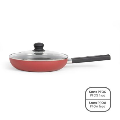 Sauteuse 26 cm aluminium antiadhésif avec couvercle verre induction – Livoo Premier Chef MEP153R – rouge