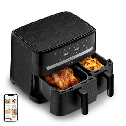 Friteuse sans huile Moulinex Easy Fry Dual EZ901N – 8,3 L, deux tiroirs, 2700 W, noire