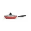 Sauteuse 26 cm aluminium antiadhésif avec couvercle verre induction – Livoo Premier Chef MEP153R – rouge