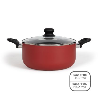 Faitout 24 cm aluminium antiadhésif avec couvercle verre induction – Livoo Premier Chef MEP150R – rouge