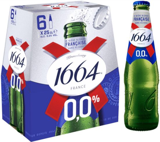 Bière 1664 sans alcool 0,0 % – pack de 6 bouteilles de 25 cl