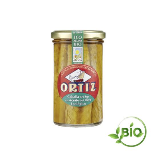 Image de Maquereaux huile d'olive Bio ORTIZ bocal 220g