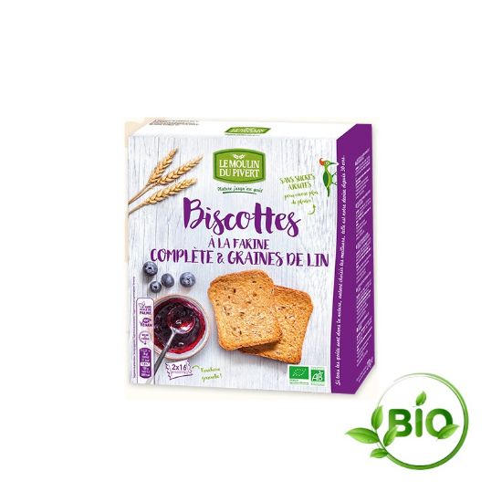 Picture of Biscottes Bio aux Céréales et aux Graines de lin 270g - 100% Vegan