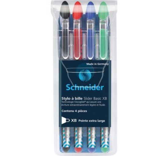 Image de Stylo Schneider Basic Viscoglide - Pack 4 couleurs