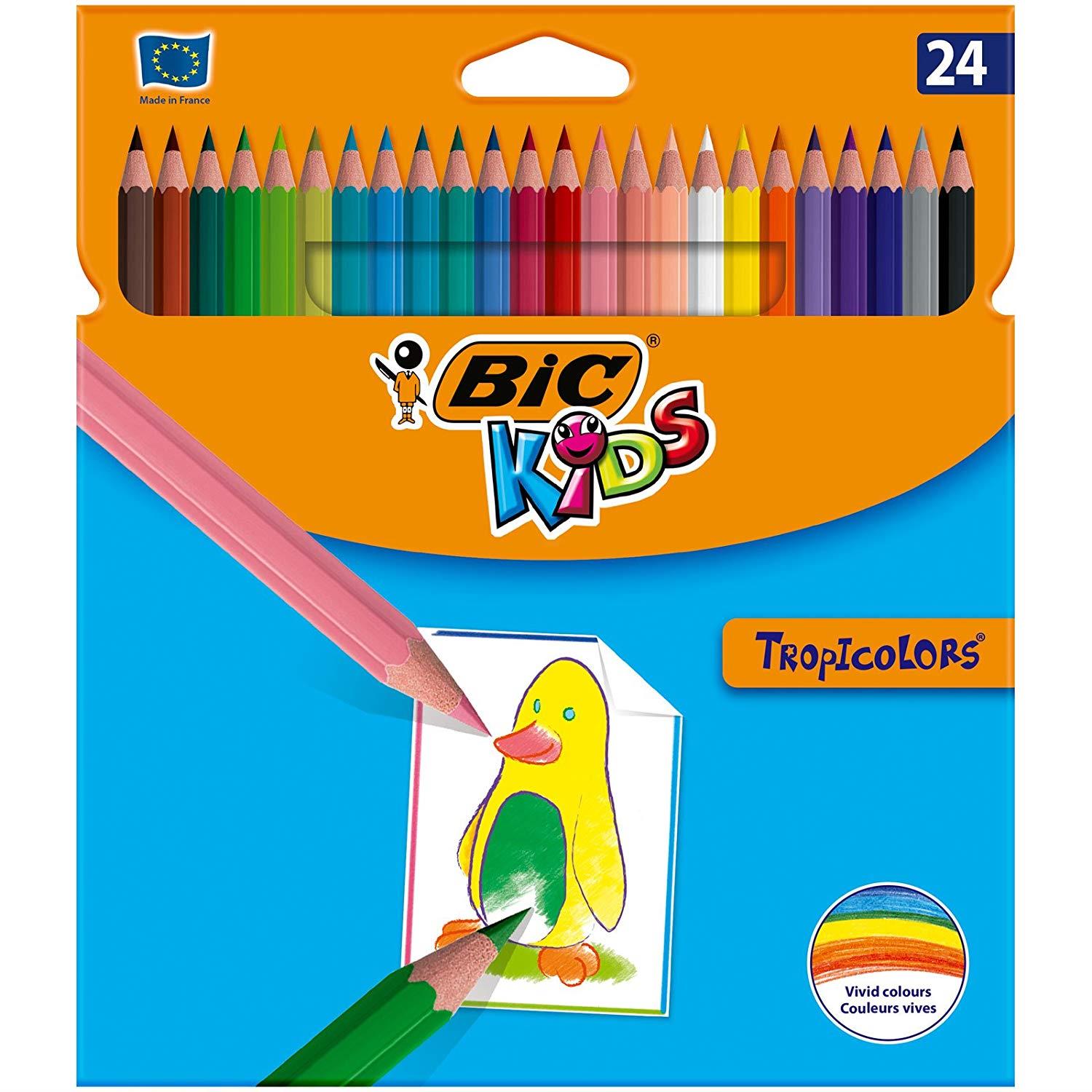 Crayon Couleur BIC Kids 2,5mm - Etui 24 couleurs   - Shopping  et Courses en ligne, livrés à domicile ou au bureau, 7j/7 à la Réunion