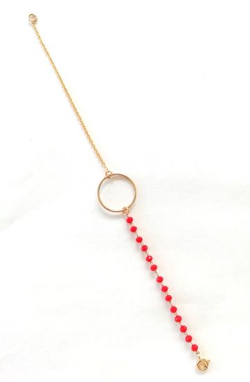 Picture of Bracelet cercle chaine perlée rouge