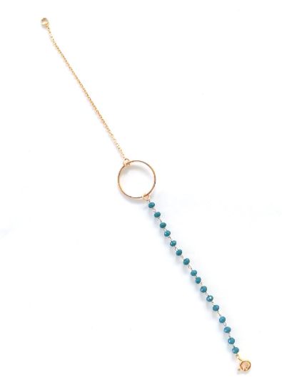 Image de Bracelet cercle chaine perlée bleu canard