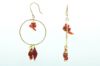 Image de Boucles d'oreilles créole Madone rouge et perles corail
