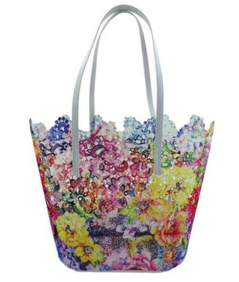 Sac dentelle polyester multicolore - hauteur 32 cm