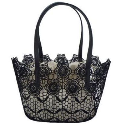 Sac dentelle polyester noir - hauteur 19 cm