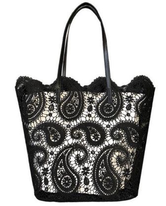 Picture of Sac dentelle Croisette polyester noir arabesques 32 cm