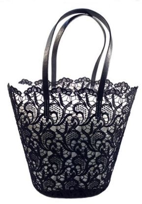 Image de Sac dentelle Croisette polyester noir subtil  32 cm