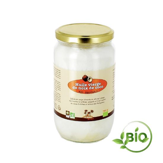 Huile de coco bio en bocal de 780ml alimentaire 