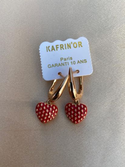 Image de Boucles d'oreilles pendantes coeur rouge