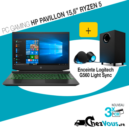 Ordinateur pc portable HP PAVILION GAMING 15,6" EC0004NK RYZEN 5 3550H 8GB-512SSD GeForce GTX 1050
